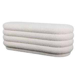 Dura Bench Ottoman White  Andrew Martin Boucle | Bed Sava