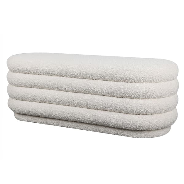 Dura Bench, Ottoman, White - Andrew Martin Boucle