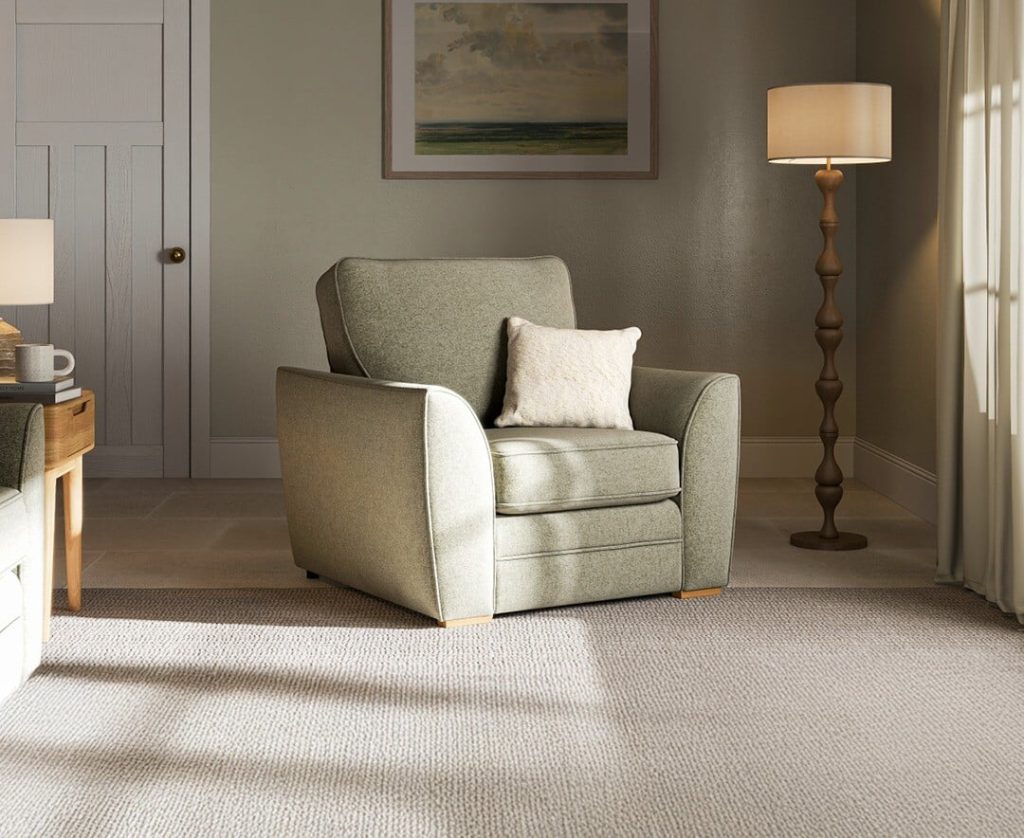 Bella Light Green Fabric Armchair