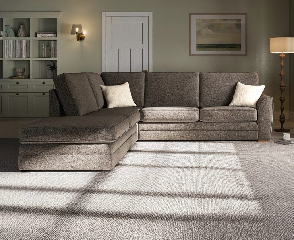Bella Taupe Fabric Large Left Hand Facing Chaise Corner Sofa