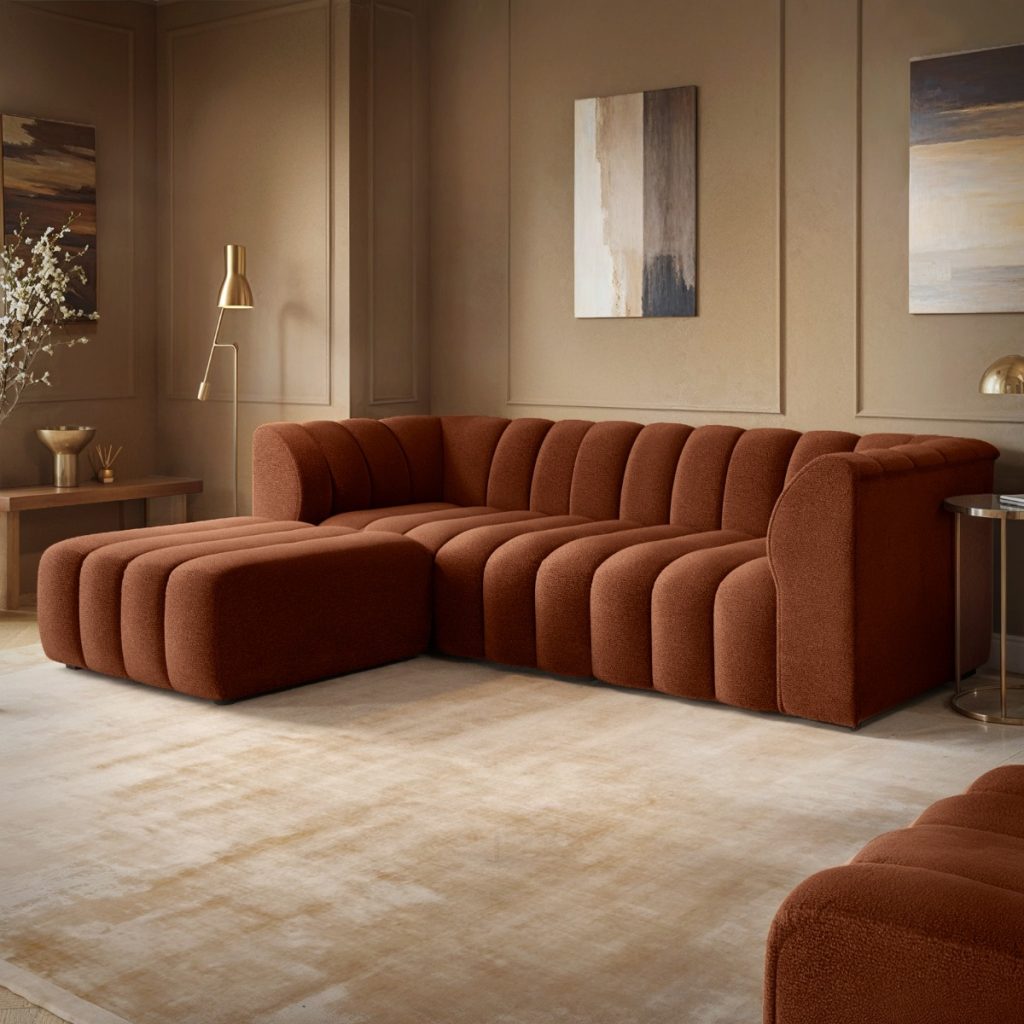 Solace+Co Halle 3 Seater Sofa with Footstool Chenille