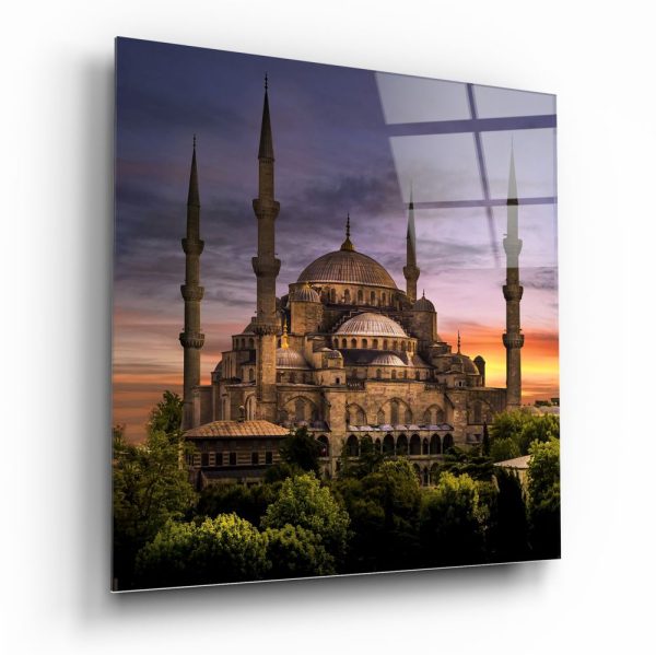 Blue Mosque Glass Wall Art | Bed Sava