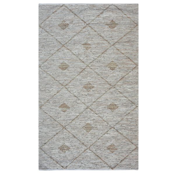 Lazio Hand Woven Beige Leather Rug | Bed Sava