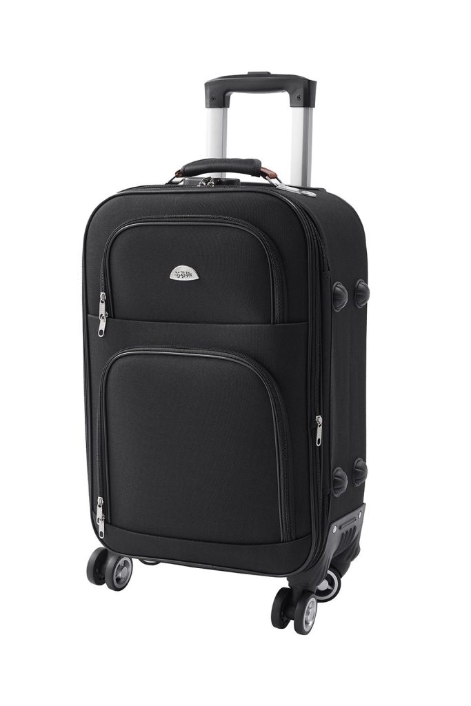 20-inch Black Softshell Expandable Suitcase with Combination Lock