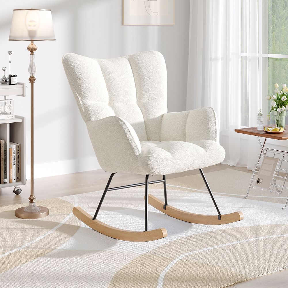 Classic Upholstered Tufted Rocking Chair