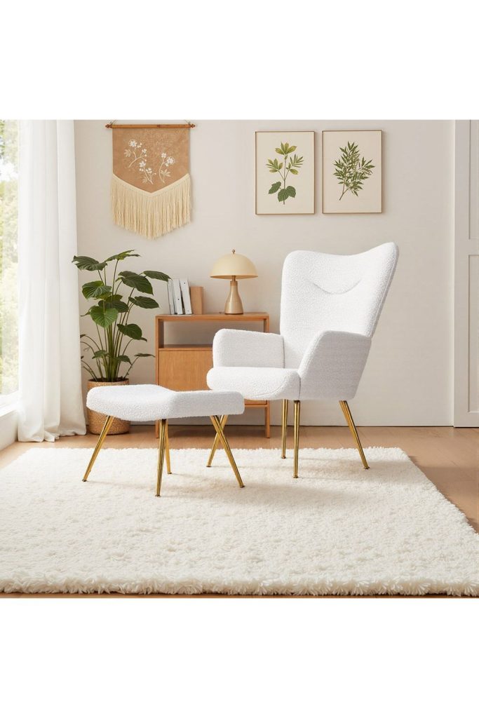 Accent Chair with Footstool Set