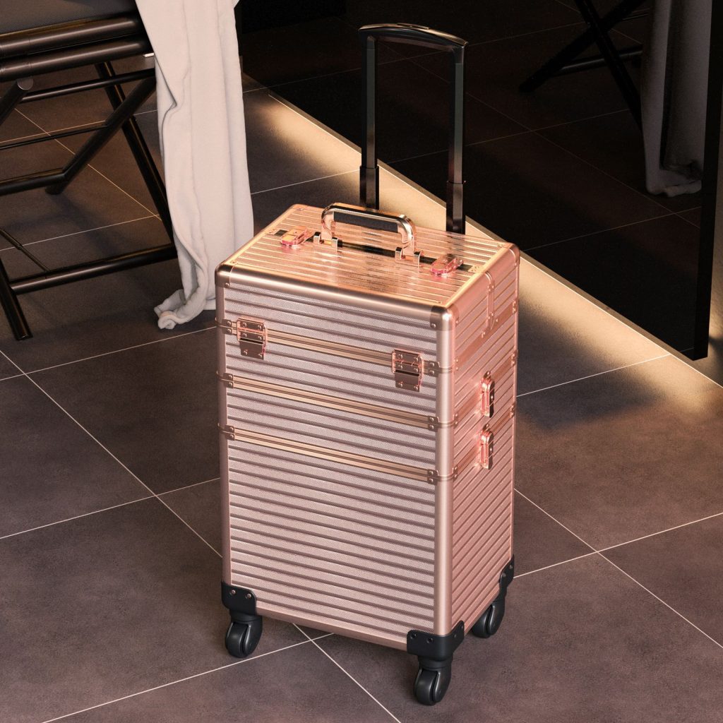 3 in 1 Professional Rolling Cosmetic Train Case Trolley Case