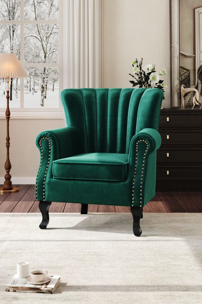 Luxury Channel-Tufted Velvet Armchair