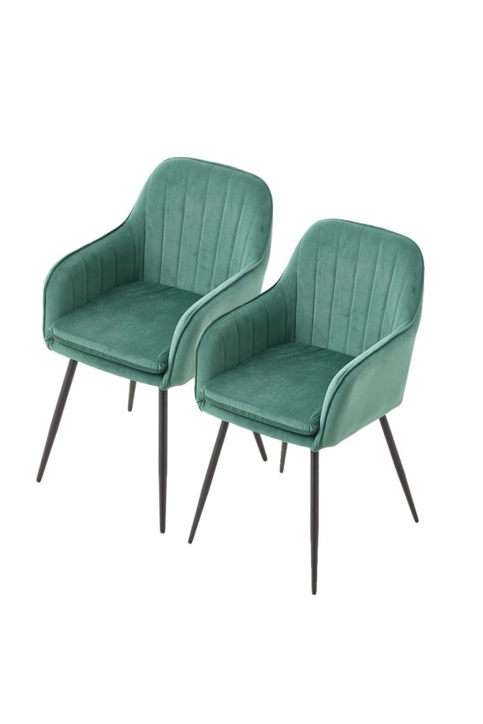 2 Pcs Green Dining Chairs | Bed Sava