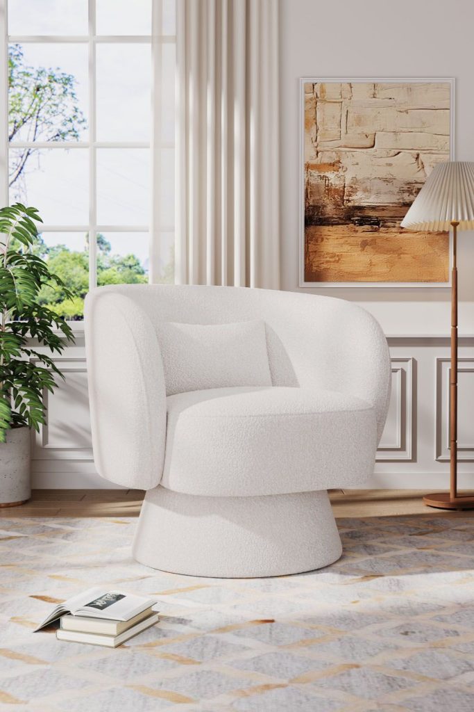 Swivel Accent Chair with Pillow