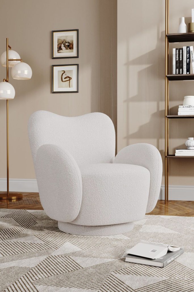 Plush Teddy Upholstered Swivel Armchair