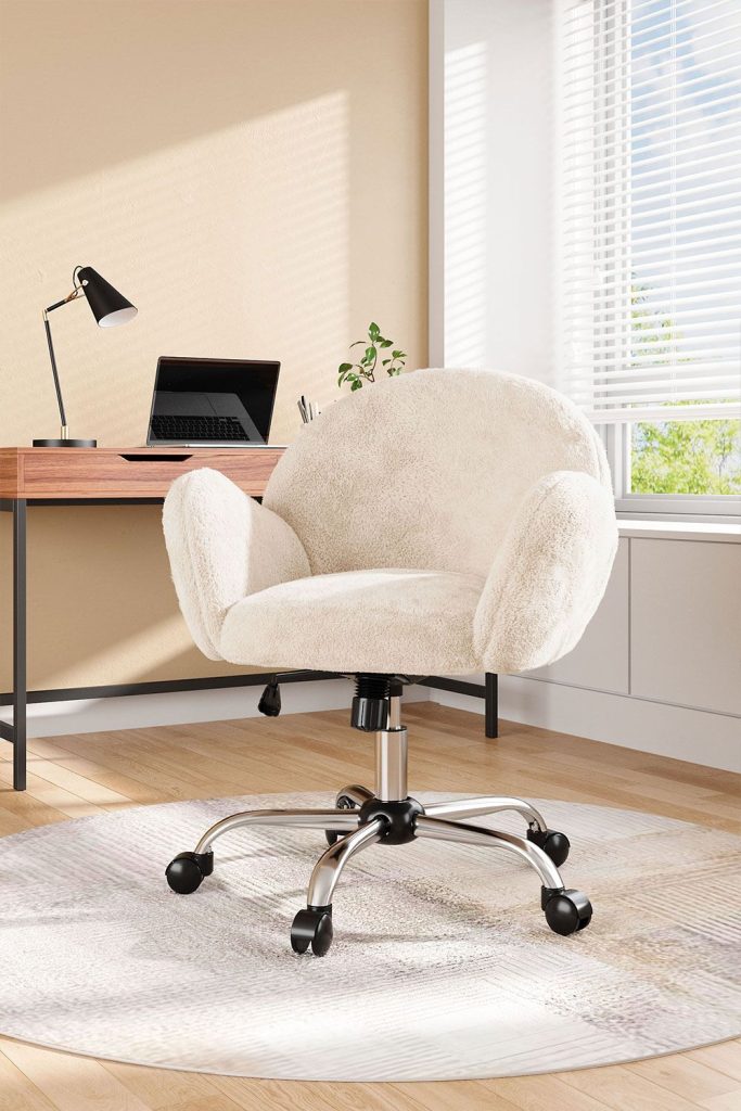 Adjustable Height Plush Swivel Office Chair