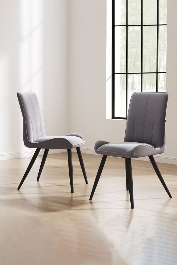 2Pcs Set Velvet Upholstered Dining Chairs with Thickened Stool Legs