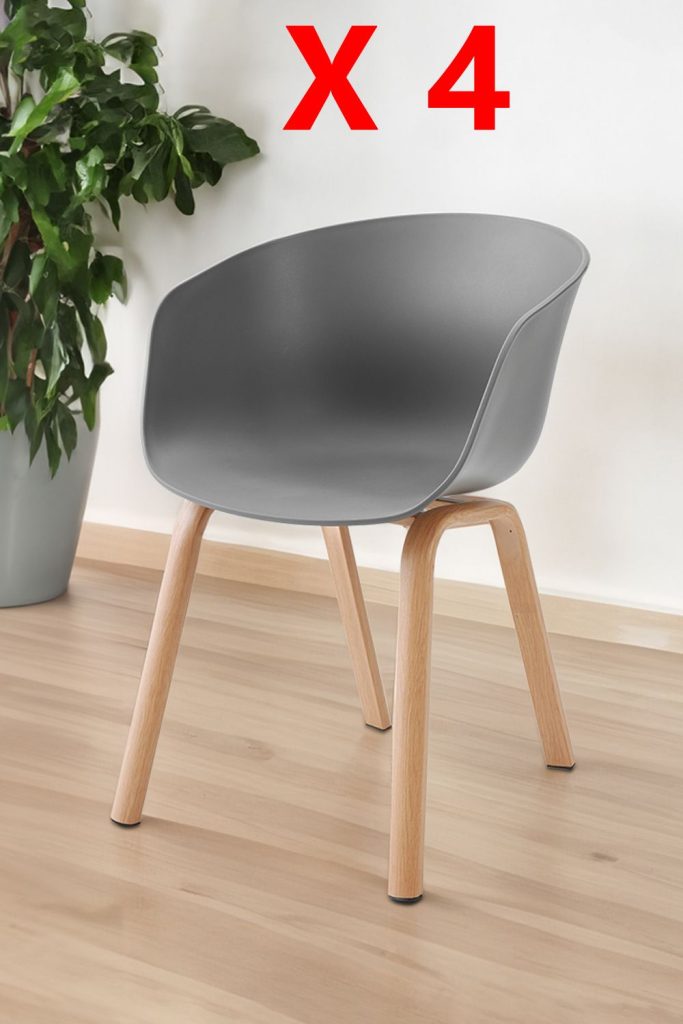 4pcs Modern Plastic PP Dining Chair with Heat Transfer-Printed Legs