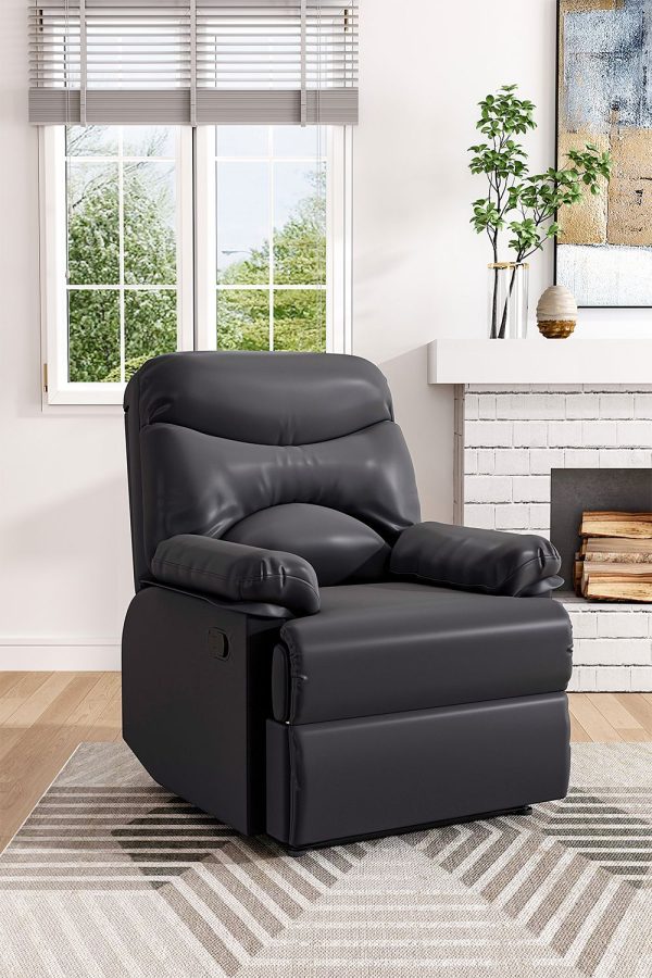Black Manual Faux Leather Recliner Armchair | Bed Sava