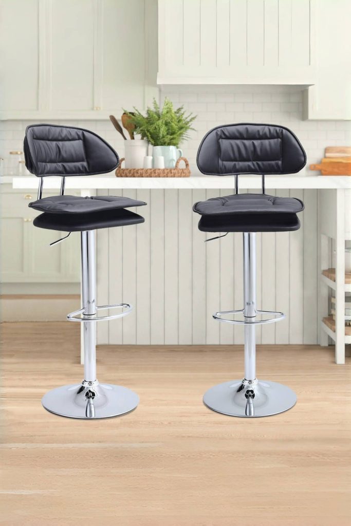 2Pcs Soft PU Leather Swivel Cloud Shaped Bar Stools with Metal Base