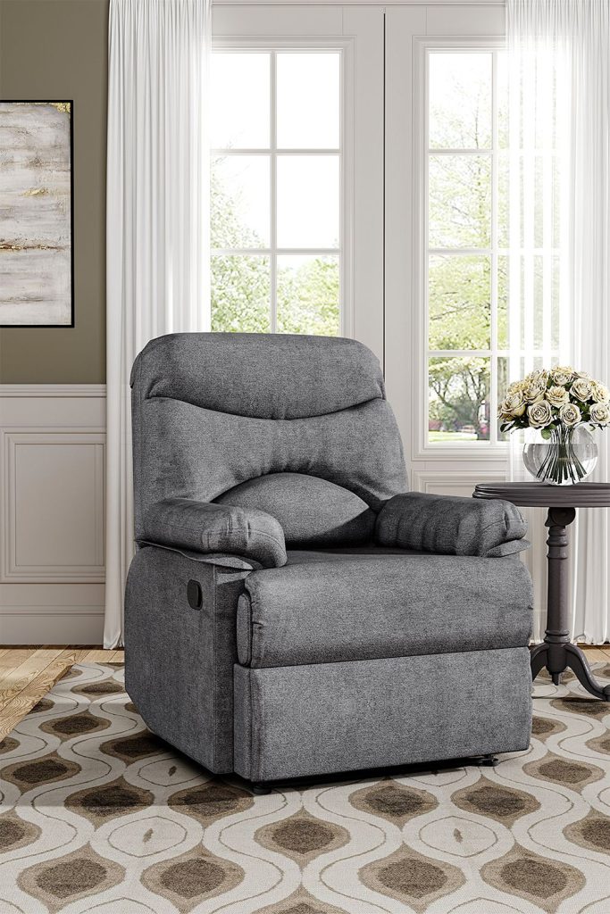 Grey Manual Velvet Recliner Armchair