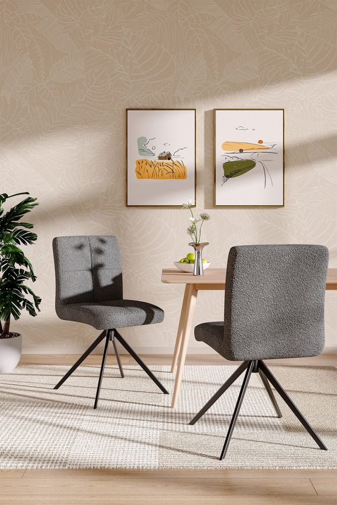 Set of 2 Teddy Fleece Upholstered Dining Chair Breakfast Bar Stool with Metal Legs