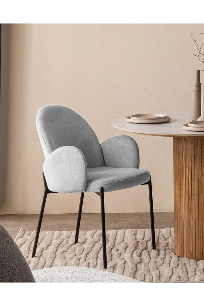 2Pcs Upholstered Dining Chairs with Armrest