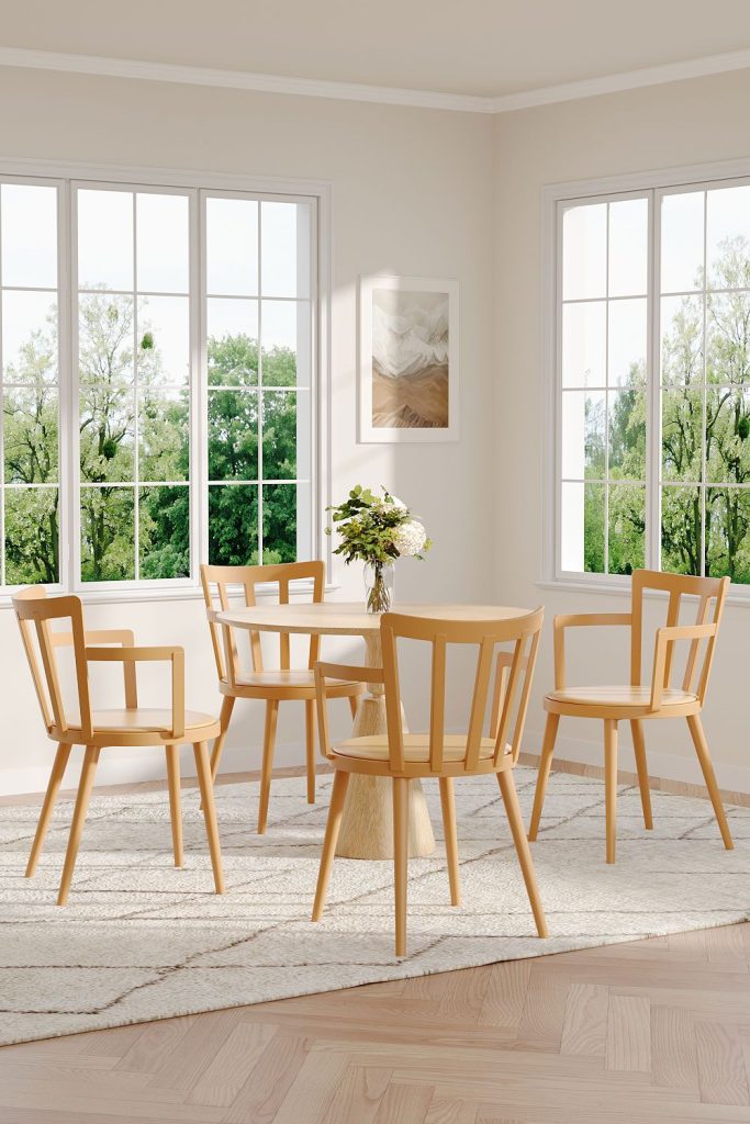 4Pcs PP Dining Chairs PU Leather Padded with Armrest
