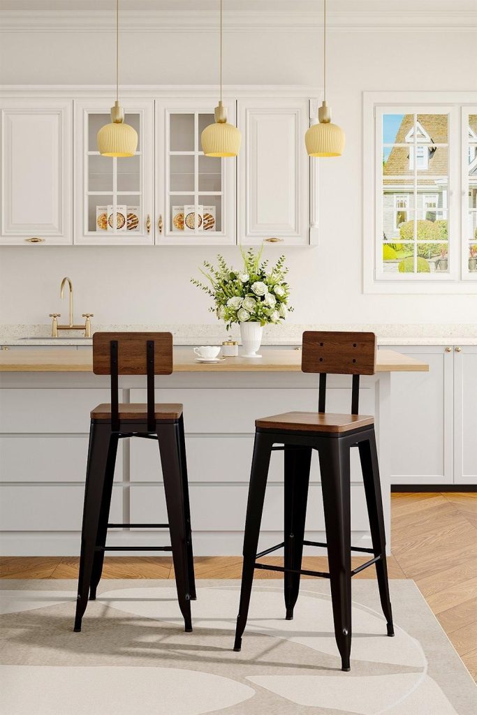 2Pcs Metal Breakfast Bar Stools