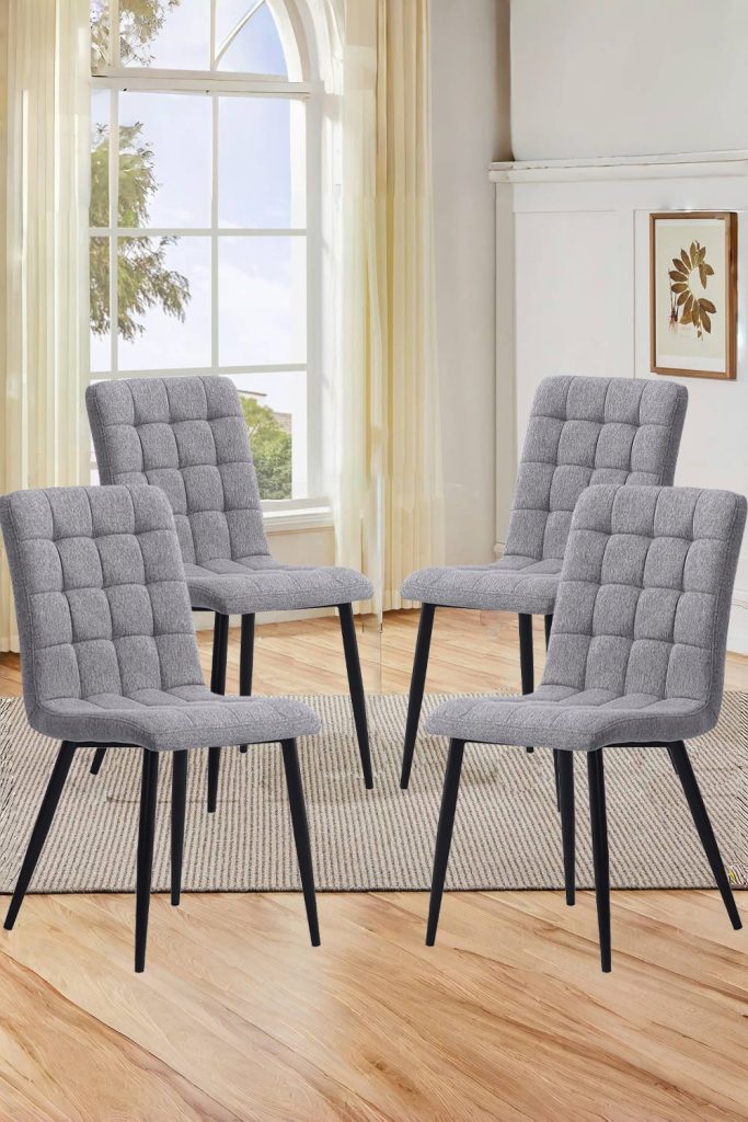 4pcs Tufted Modern Armless Dining Chairs Upholstered Dressing Chairs