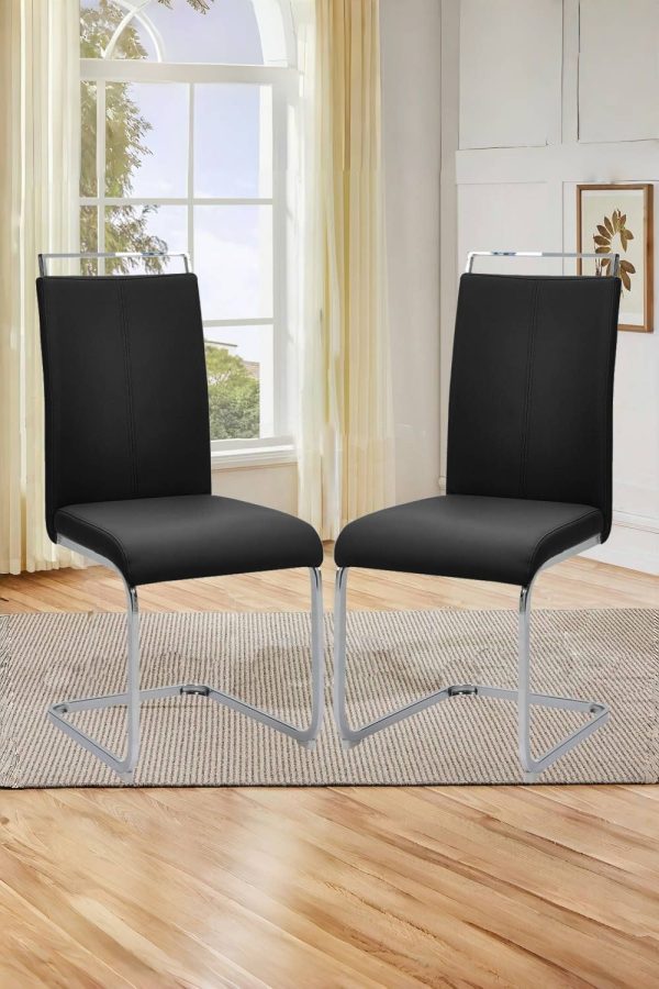 2pcs Metal PU Leather High Dining Chairs | Bed Sava