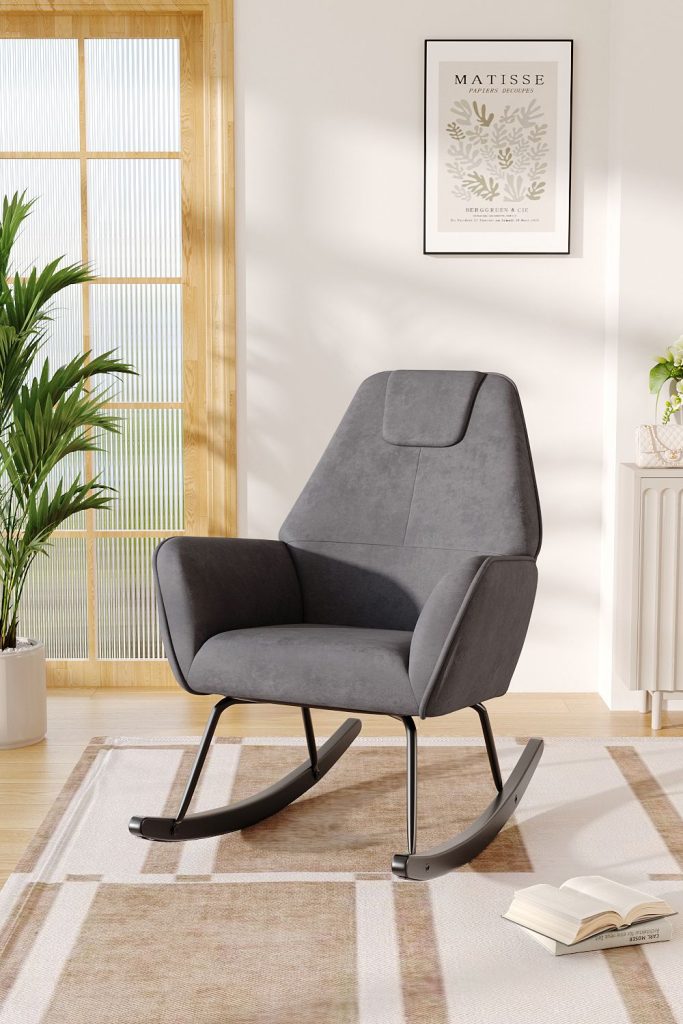 Comfy Grey Nursery Rocking Chair