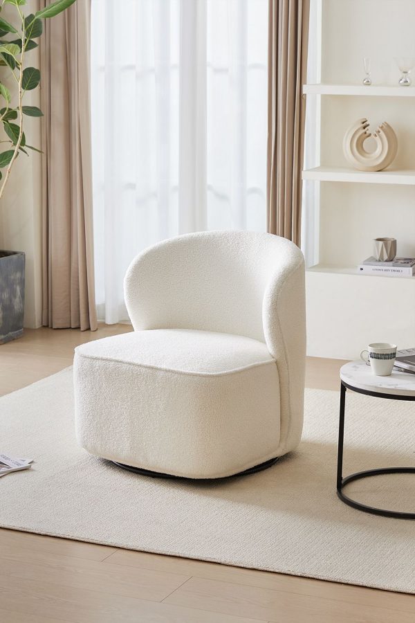 Chic Upholstered White Swivel Chair | Bed Sava