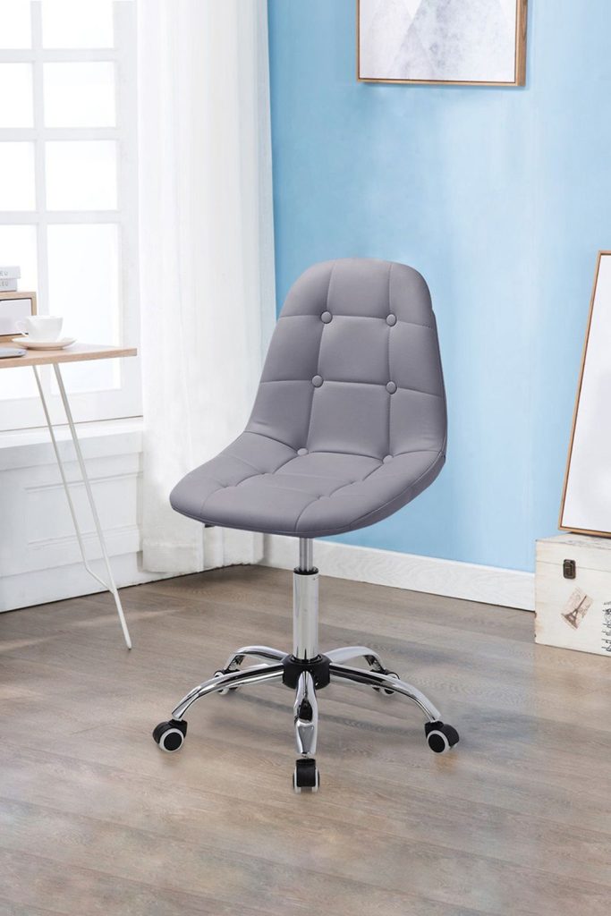 Contemporary PU Leather Chrome Base Swivel Office Chair
