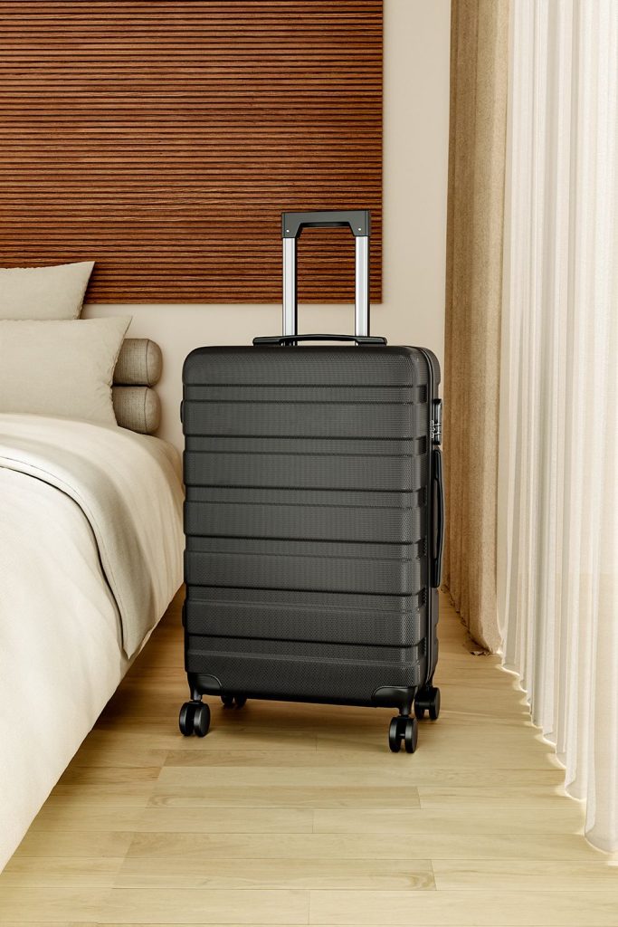 Hardshell Rolling Luggage Trolley Travel Case With Combination Lock, 24" Black