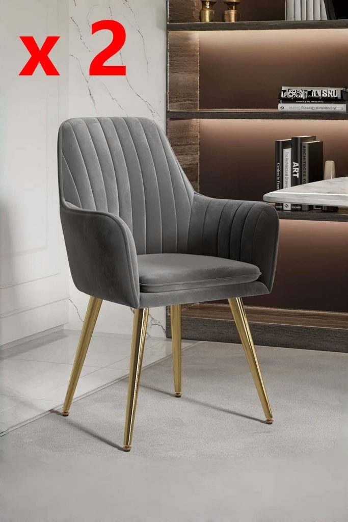 2Pcs Modern Velvet Upholstered Dining Chairs