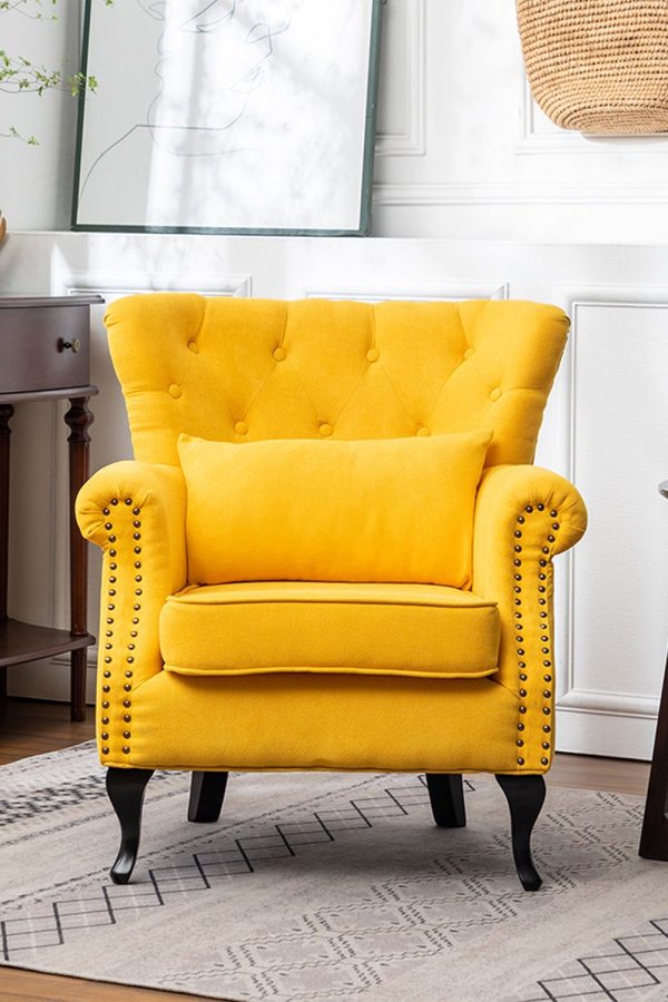 Button Tufted Accent Wingback Chair with Cushion | Bed Sava