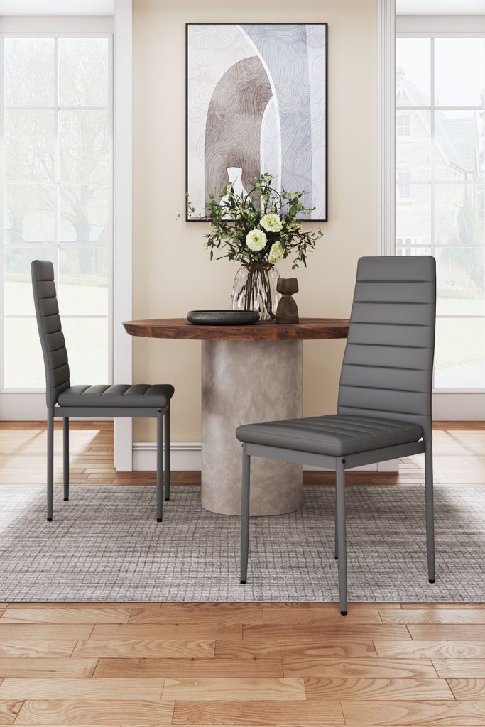 2pcs Armless PU Leather High Back Dining Chairs