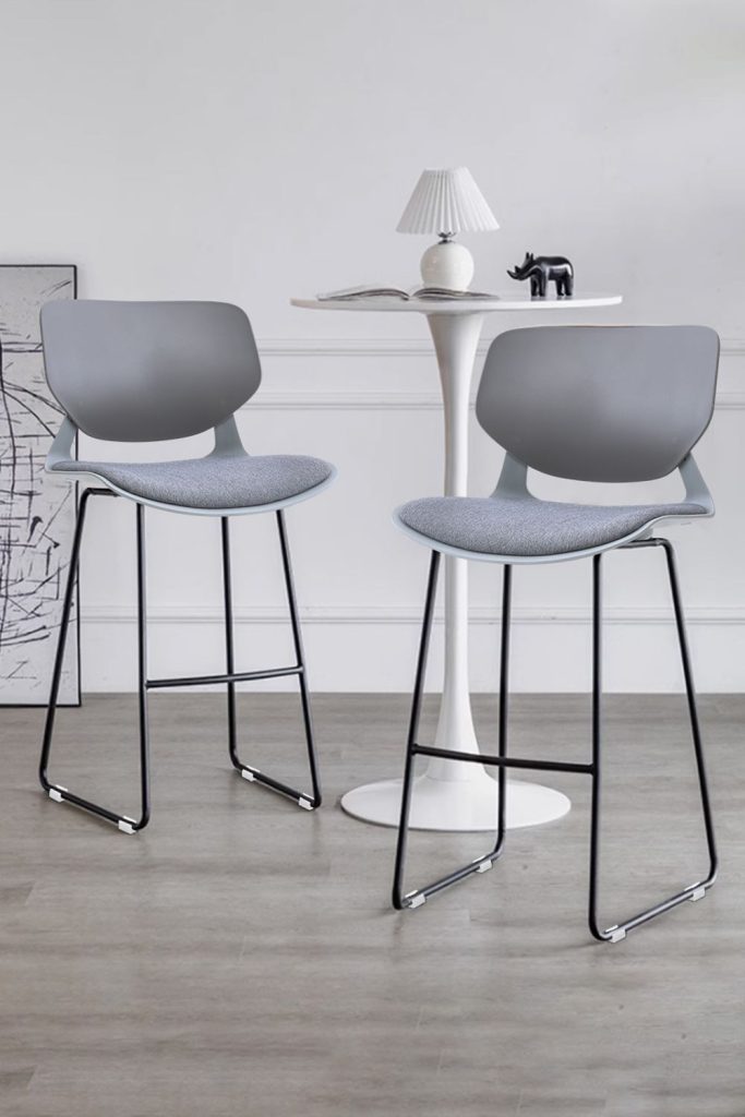 2Pcs Modern Upholstered Breakfast Bar Stools