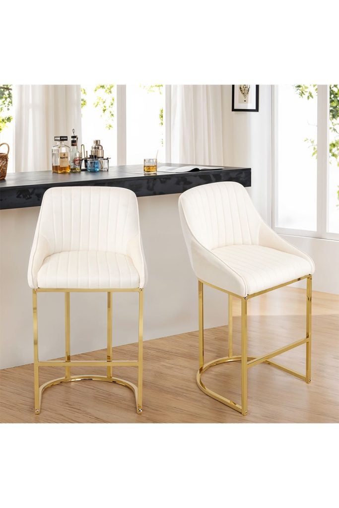 Set of 2 Upholstered Bar Stools