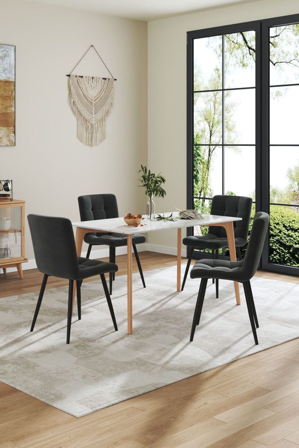 4Pcs Frosted Velvet Modern Upholstered Dining Chairs | Bed Sava
