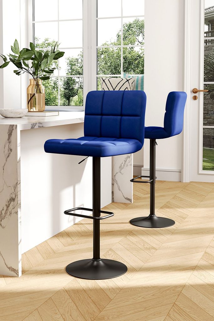 2 Pcs Velvet Upholstery Bar Stools with Low Backrest | Bed Sava