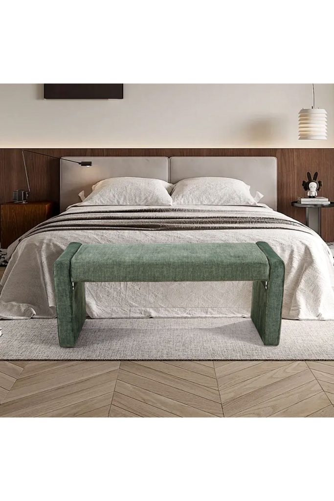 Green Minimalist Modern Ottoman Bench