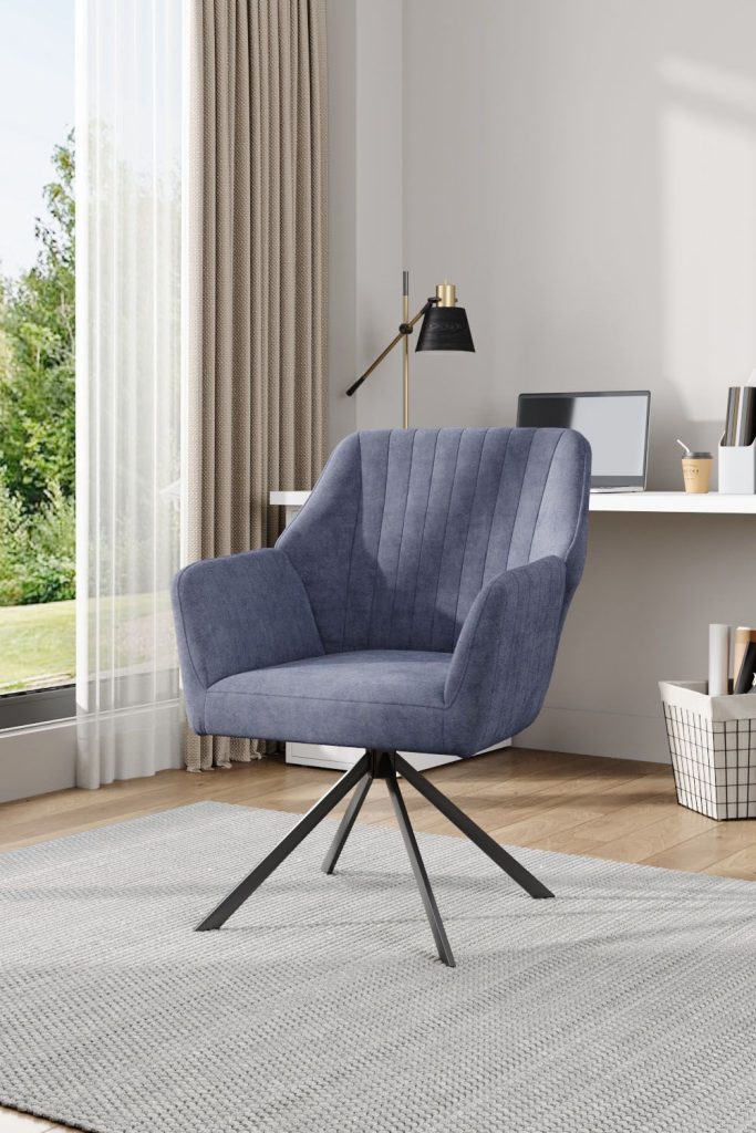 Grey Upholstered Leisure Swivel Chair with Metal Legs