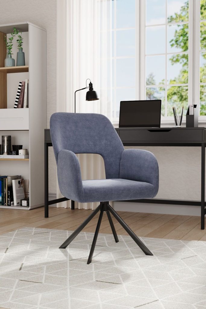Grey Upholstered Leisure Swivel Chair with Black Legs