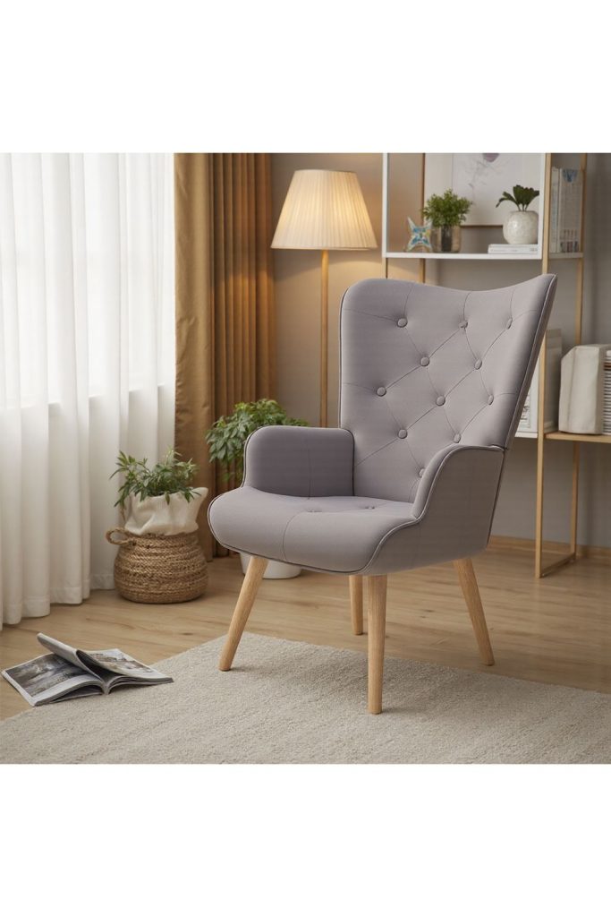 Flannel Upholstered Tufted Lounge Chair | Bed Sava