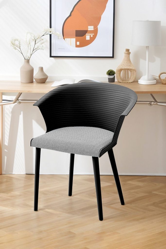 4Pcs PP Upholstered Dining Chairs with Armrest ( Load Capacity 150kg )