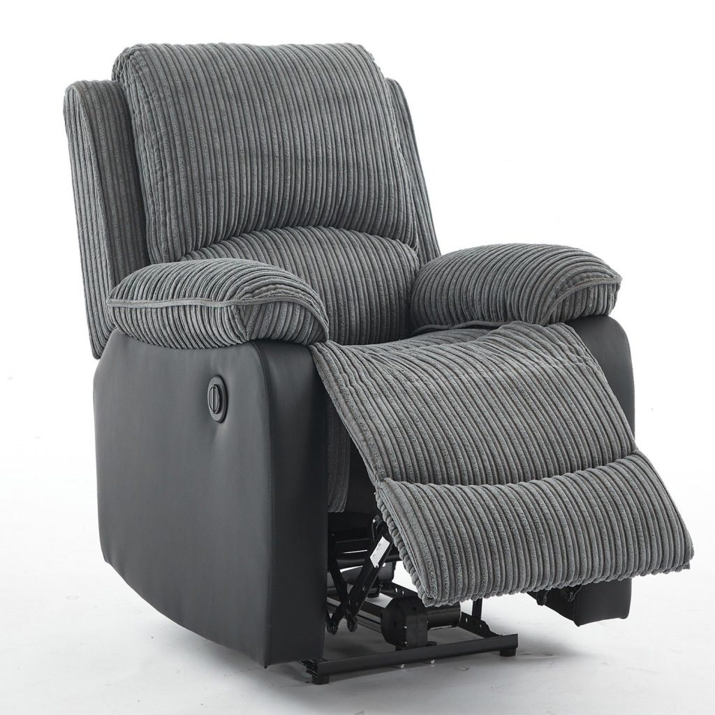 Electric Reclining Chair, Corduroy Fabric Recliner Armchair - 1 Seater
