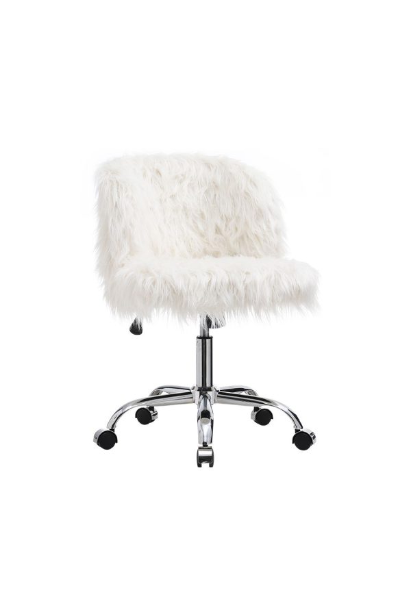 Comfy Fluffy Faux Fur Armless Office Chair | Bed Sava