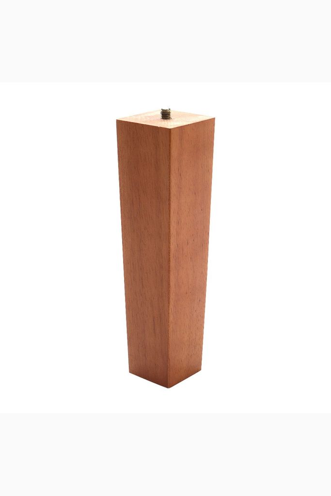 4Pcs 20cm H Light Reddish Brown Square Straight Oak Furniture Replacement Legs with Flat Corner Galvanized Fixed Iron Plates