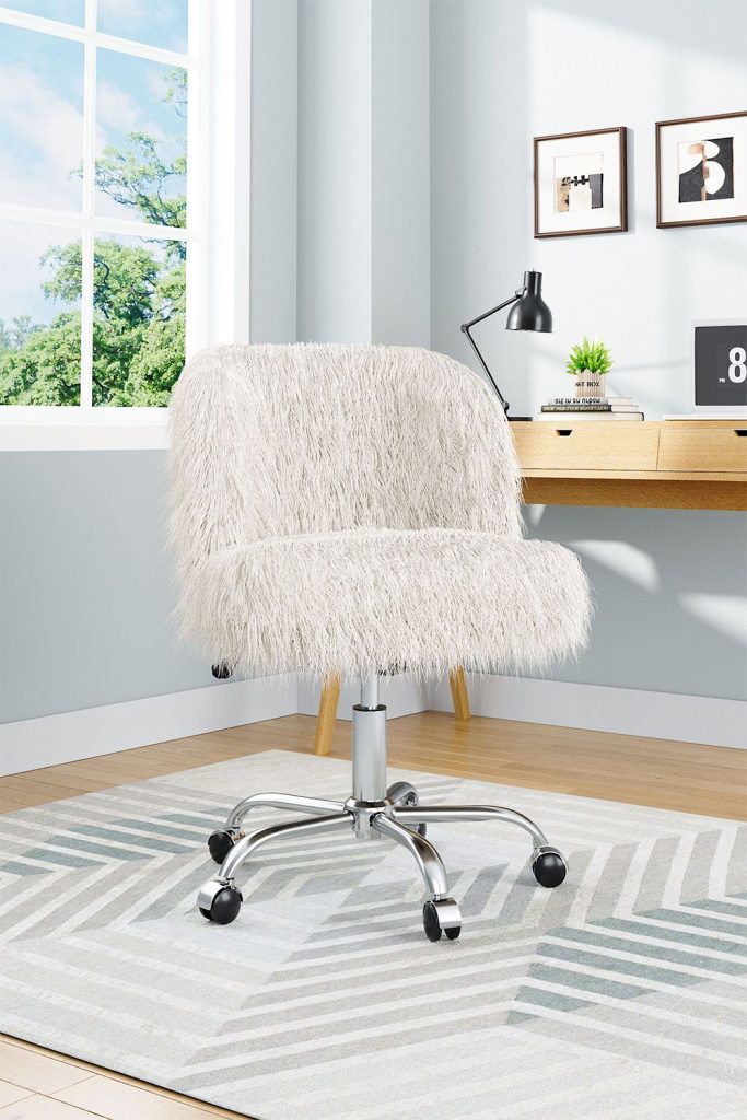 Comfy Fluffy Faux Fur Office Chair No Arms