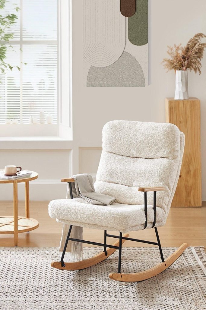 Adjustable Sherpa Upholstered Rocking Chair