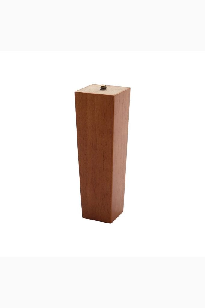 4Pcs 16cm H Light Reddish Brown Square Straight Oak Furniture Replacement Legs with Flat Corner Galvanized Fixed Iron Plates