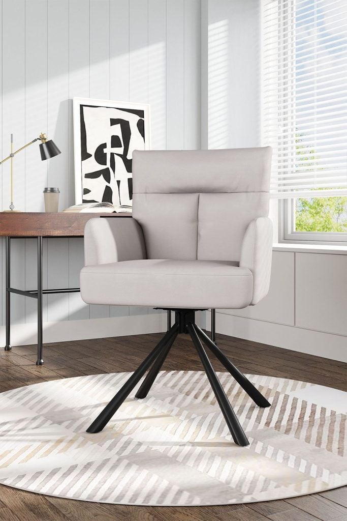 Beige Modern Frosted Velvet Swivel Armchair